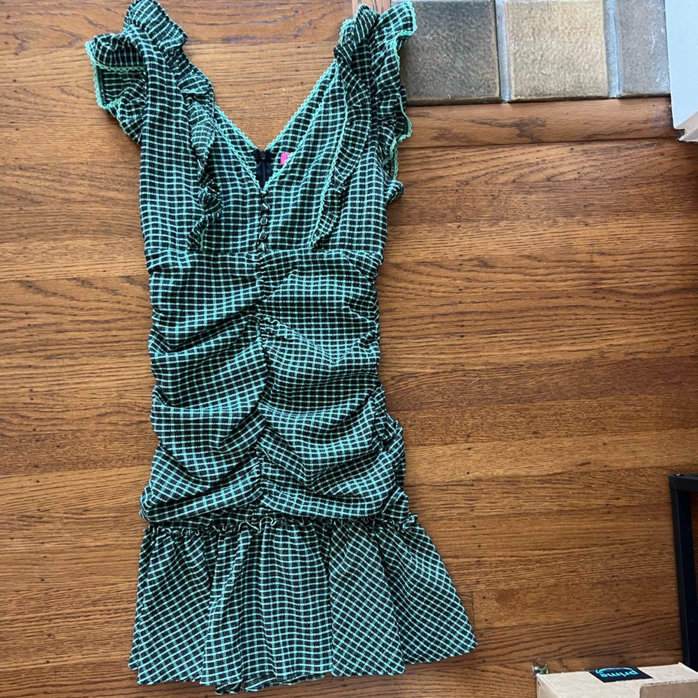 Betsey Johnson Teal and Black Checkered Dress